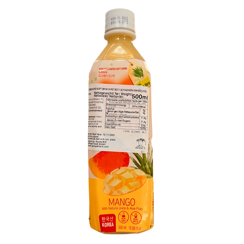 韩国 芒果味饮料 含蘆薈顆粒/YOGOVERA Aloe Vera-Getränk mit Mango 500ml