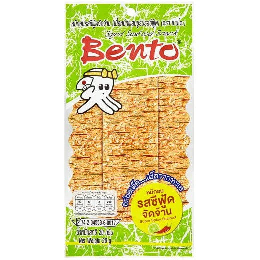 泰国鱿鱼干 爆辣味 鱿鱼片零食 绿色 20克 /Thailand Tintenfisch Snack Meeresfrüchte Pikant 20g BENTO