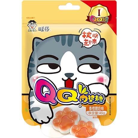 旺仔 QQ肉垫糖 香橙酸奶味 45克 /Joghurtgums Orangenjoghurt Cat's Claw 45g WANT WANT