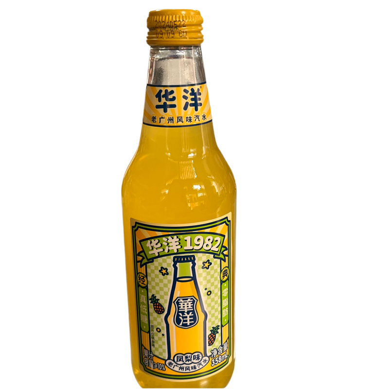 华洋 苏打水 菠萝味/HUAYANG-1982 Erfrischungsgetränk mit Ananasgeschmack 358ml