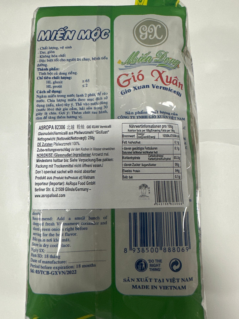 北越粉丝/GIO XUAN Vietnamesische Glasnudeln aus Pfeilwurzelmehl 250g