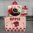 苹果猫咪杯/Keramiktasse 400ml mit Katzen- und Apfelmotiv