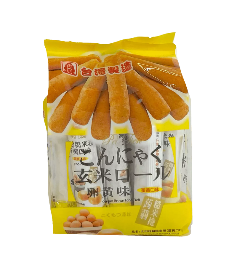 北田糙米捲蛋黄口味/PEITIEN Puffreissticks mit Konjak- und Eiergeschmack 160g