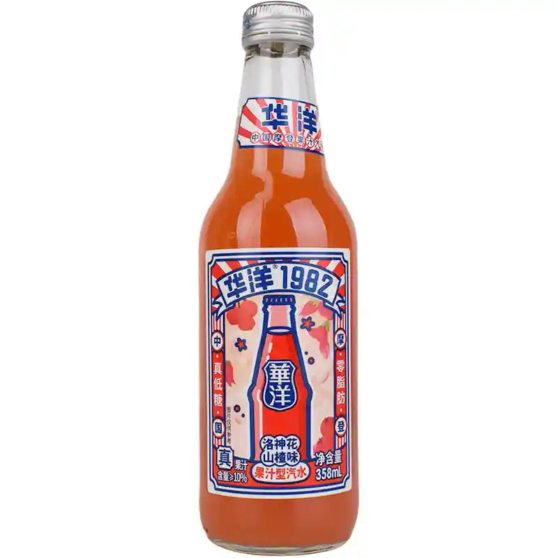 华洋 苏打水 洛神花山楂味/HUAYANG-1982 Erfrischungsgetränk mit Weißdorn u. Rosellen 358ml