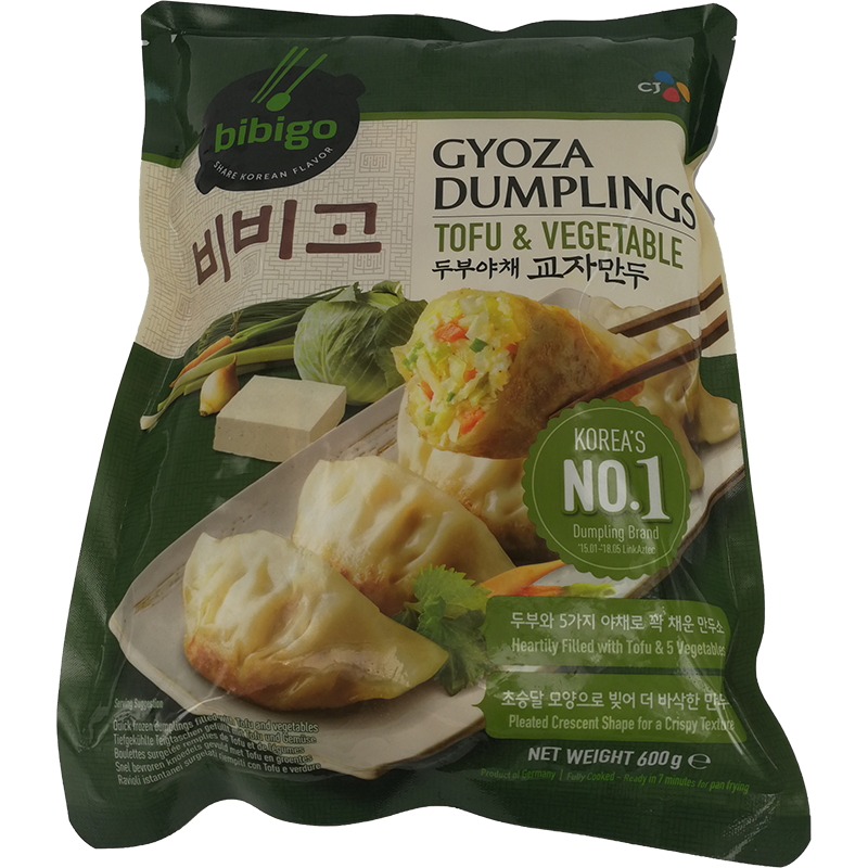 冰冻-Tiefgefroren! 必品阁 韩式豆腐蔬菜馅煎饺/Bibigo Dumpling mit Tofu und Gemüse Gyoza 600g