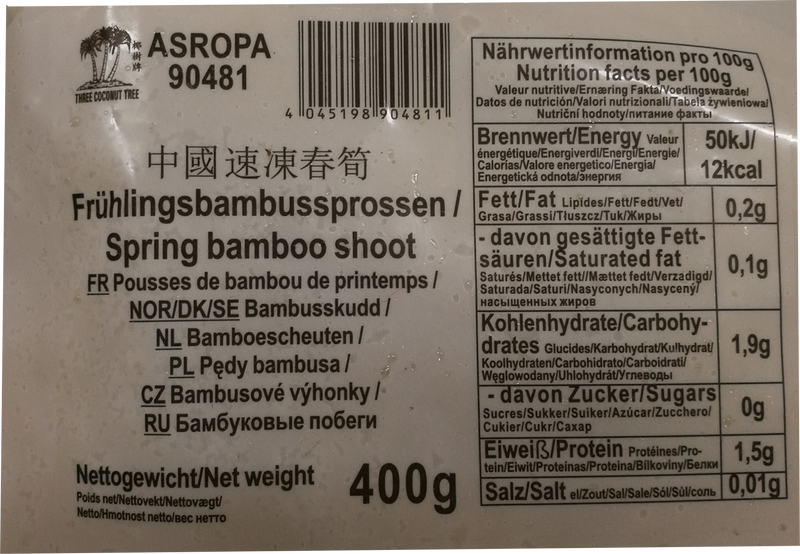 冰冻-Tiefgefroren! 椰树牌 中国速冻春筍 / ASROPA Frühlingsbambussprossen 400g