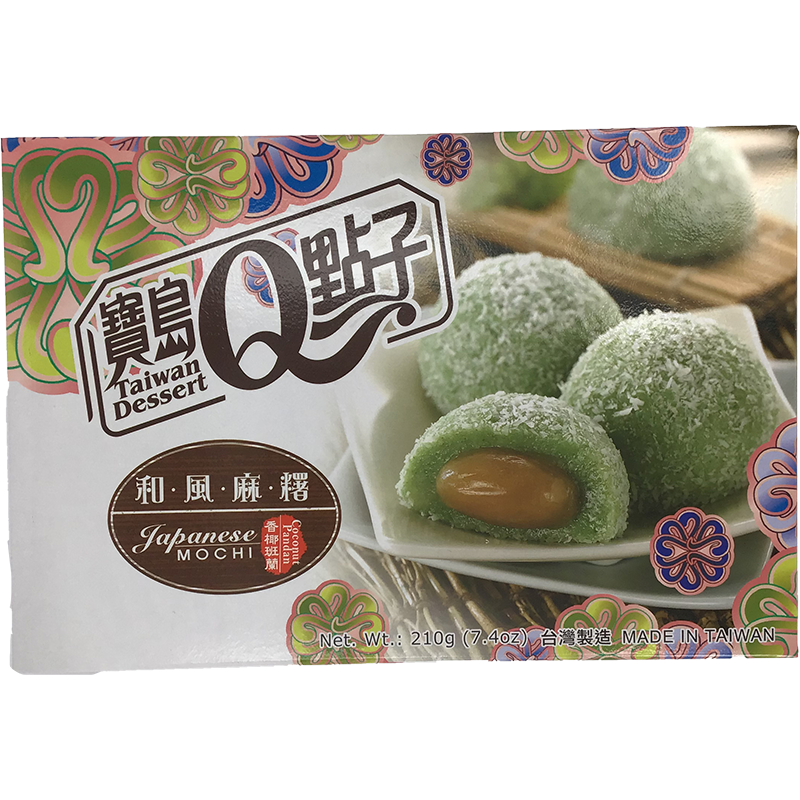 宝岛Q点子 和风麻糬 香椰班阑/Kokosnuss Pandan Mochi 210g