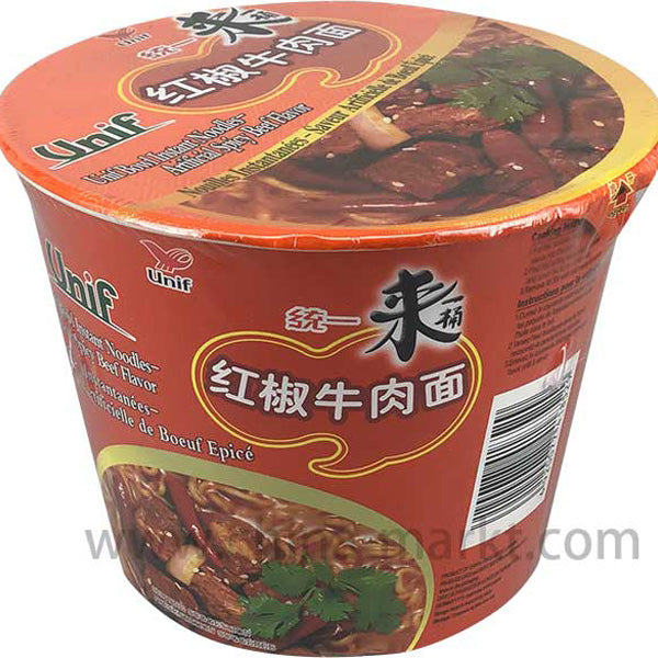 统一 来一桶红椒牛肉面/Unif Bowl Instantnudeln würziges Rindfleisch Geschmack 110g