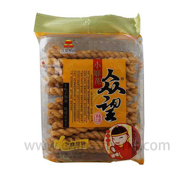 众望 芝麻甜味小麻花/ZHONGWANG Trad. Weizenmehlgebäck "Ma Hua" mit Sesamgeschmack 112g