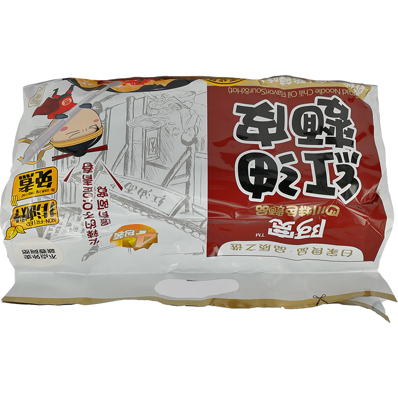 白家 阿宽红油面皮非油炸免煮酸辣味/BAIJIA Instant Nudelsuppe Hot&Sour scharf-sauer Geschmack 4x115g