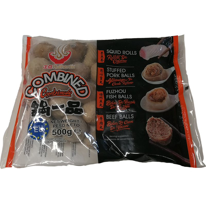 冰冻-TK  正点 锅一品 牛肉丸 福州鱼丸 包心贡丸 墨鱼卷 / gemischt Fleischbällchen 500g