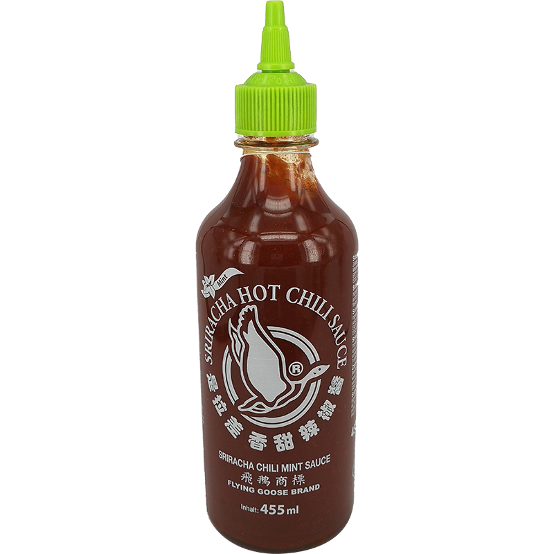 飞鹅 是拉差 薄荷辣椒酱/FLYING GOOSE Sriracha Sauce mit Minze 455ml