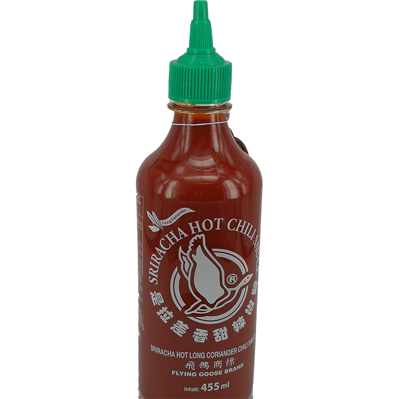 飞鹅 辣椒酱 长香菜/Sriracha Chilisauce mit langer Koriander 455ml