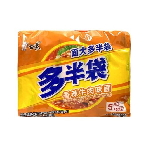 白象方便面 多半袋 香辣牛肉味面/ Nudeln Rindfleischgeschmack Scharf 138g BAIXIANG